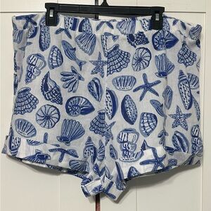 Adore Me Blue and White Seashell Print Shorts